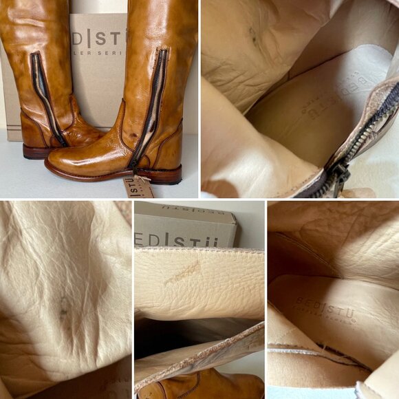 BED STU Tess Distressed Tan Leather Tall Riding Boots BEDSTU Size 8 - Picture 15 of 16
